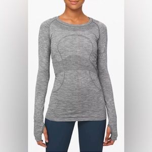 Lululemon Swiftly Tech Long-Sleeve Shirt 2.0, size 4, color slate/white